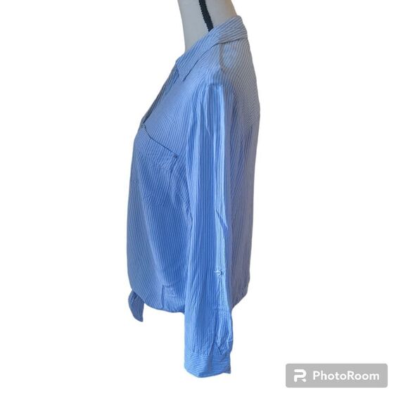COPY - Jones New York Button Up Top with Front Tie and Roll Tab Sleeves. Size L. - Picture 4 of 12